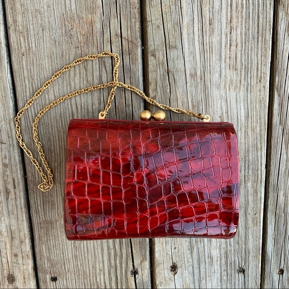 Isabella Fiore Croc Embossed Hardshell Bag Purse - Picture 2 of 10